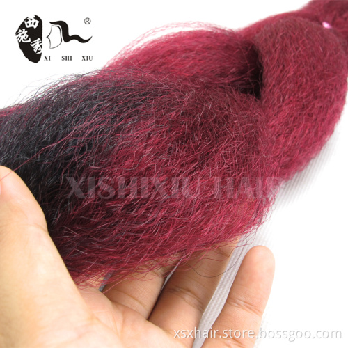 Factory wholesale price jumbo braid hair box braids ombre two tone color synthetic braiding hair extension